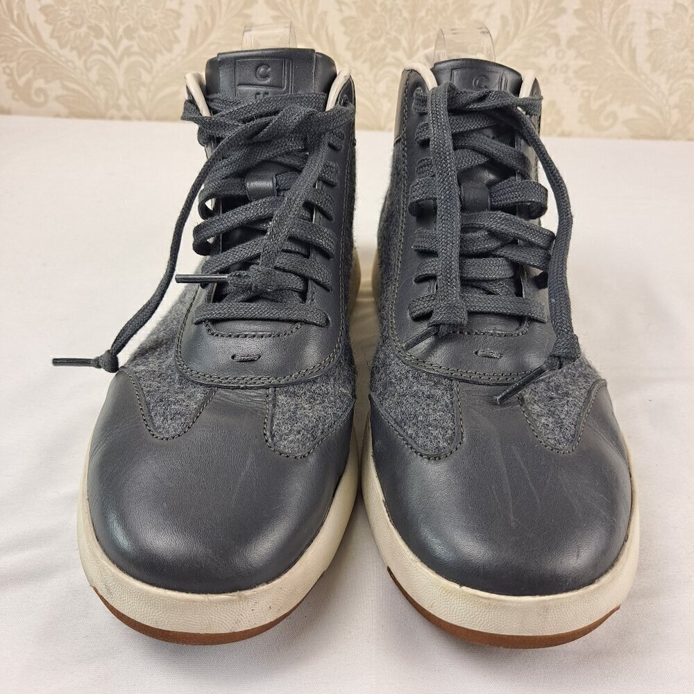 Cole Haan Grandpro Size 9B Gray Leather Wool Lace Up Mid Cut Sneakers